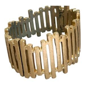 Kenneth Cole Picket Fence Gold Tone Chunky Hinge Bangle Magnetic Clasp Bracelet